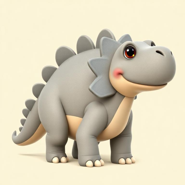 Boulder, an original friendly grey armored cartoon dinosaur character