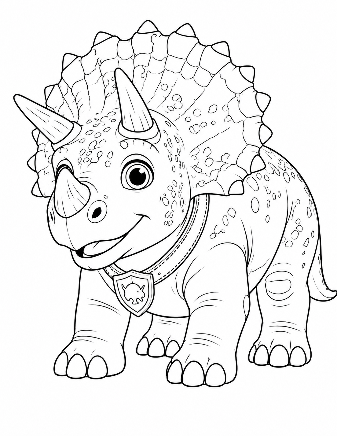 Black-and-white printable coloring page of John from The Valorsaurs.